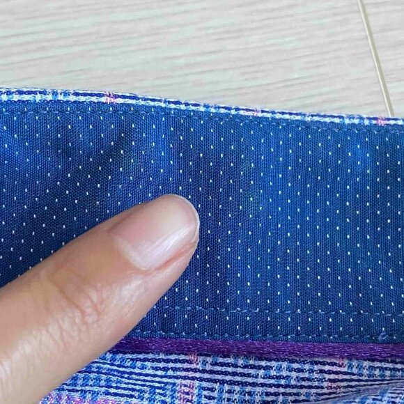 Bugatchi Blue Pink Stripes with Subtle Swirl Print Men Dress Shirt Size XL Work - Picture 9 of 9